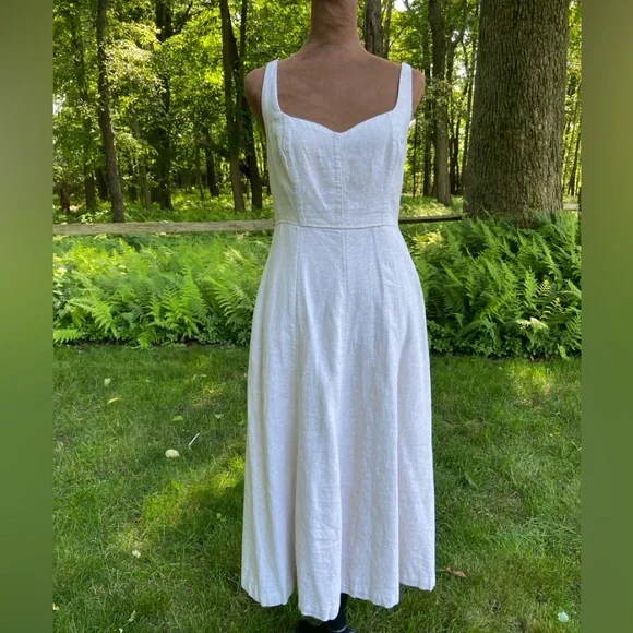 Old Navy Fit and Flare Linen Blend Midi Dress - Picture 2 of 6